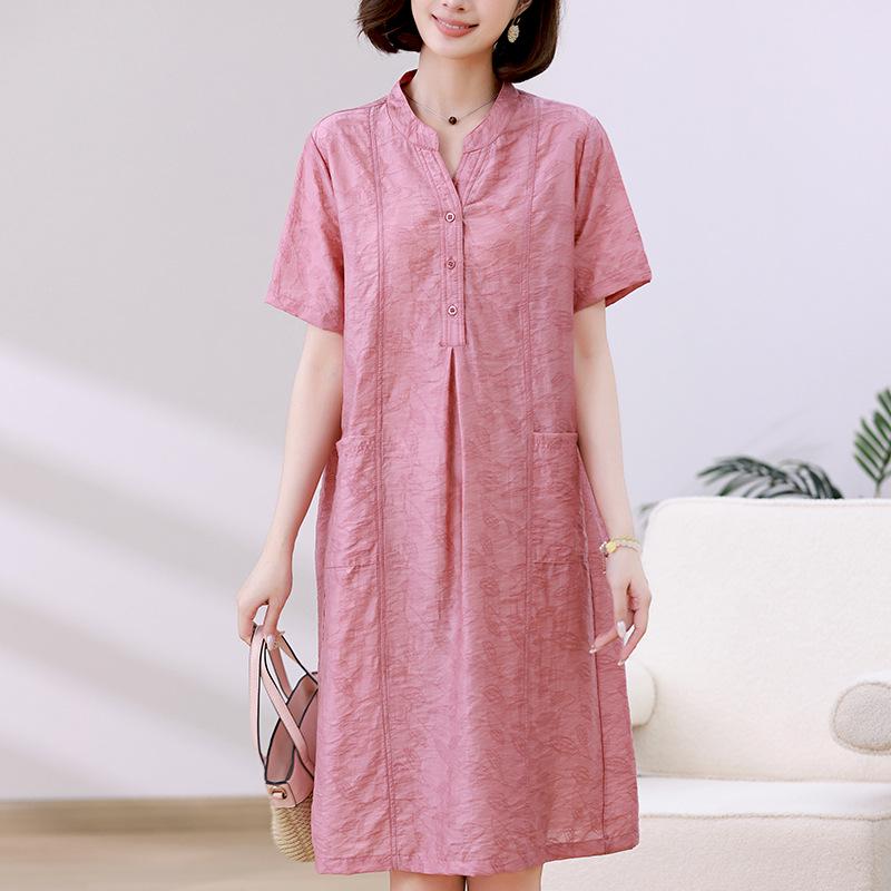 Women's 2024 Tencel Jacquard Slimming Summer Dress - Elegant High-End Design