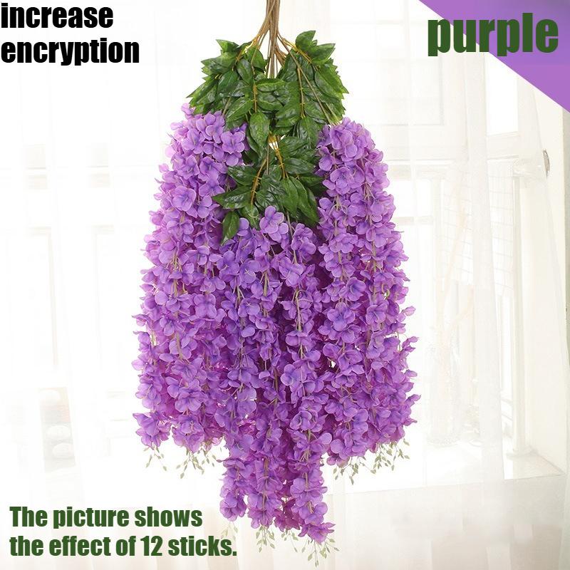 Wisteria Hanging Flowers Artificial Fake Decorative Vine Garland for Bedroom Wall Decor Lush Greenery Fake Flower Vines 3.6 Ft