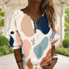 Women Plus Size V Neck Front Zip Long Sleeve Abstract Printed Sweatshirt