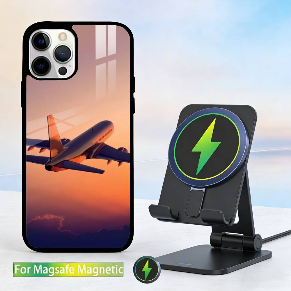 Airplane Plane Phone Case For iPhone 14,16,15,13,17,12,Plus,Pro,Max Magnetic For Magsafe Frosted Cover