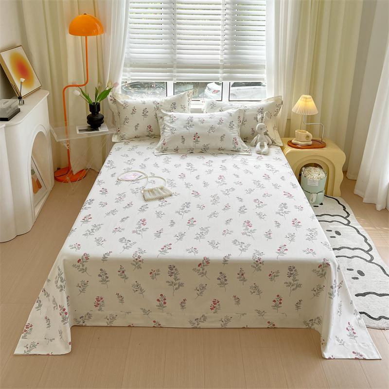Green Check Raw Cotton Bed Sheets For Double Bed All Seasons Bed Cover Full Set Queen/King Size Flat Top Sheets No Pillowcase