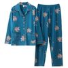 In the Elderly Pure Cotton Pajamas Women's Spring and Autumn Long-sleeved Middle-aged Mother Large Size Cardigan Set Old Lady Loungewear