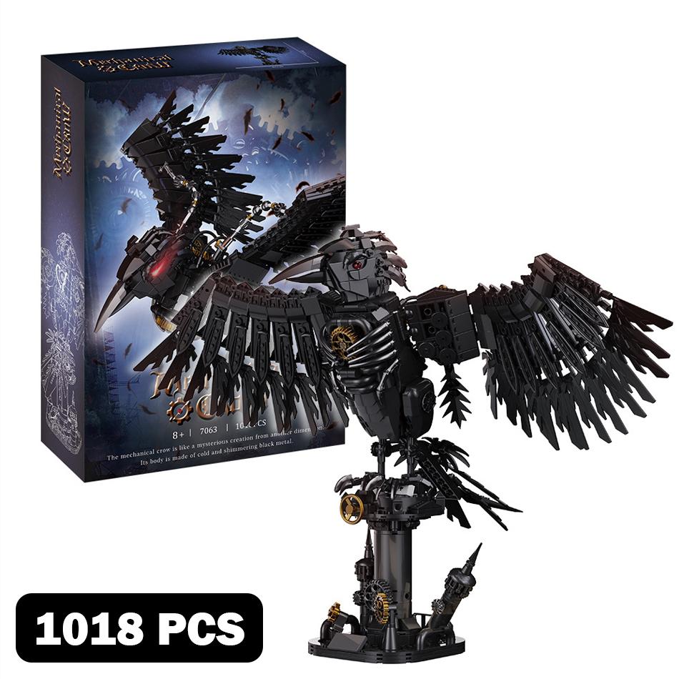 MOC Technical Gothic Mechanical Animals Dark Crow Model Building Blocks Assembly Bricks Toys Desktop Ornaments Kids Adults Gifts