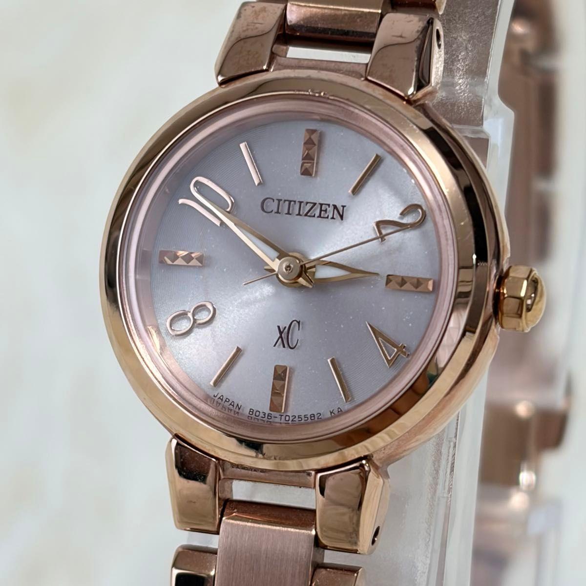Good Condition Working Item CITIZEN XC Citizen Cross Sea Watch Pink Gold Radio Solar