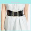 Fashion Wide Leather Belt With Metal Buckle For Vintage Dress Styling In Winter