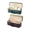 KX4B Flannel Lined Jewelry Box Zippered Travels Organizers Vintage PU Leather Portable Construction For Safe Accessory