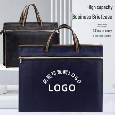A4 Business-Dokumenten- und Laptoptasche mit Logo - Aktentasche mit doppelter Reißverschluss-Aufbewahrung