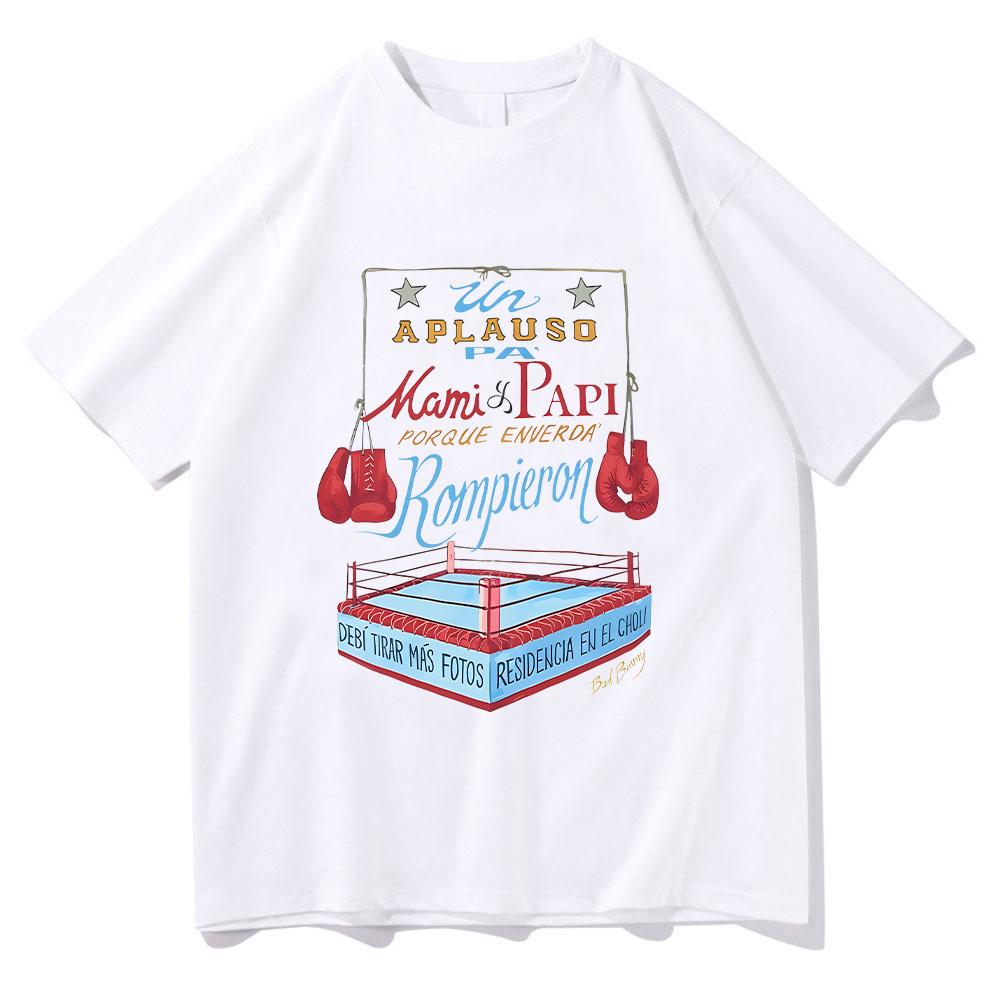 Bad Bunny DTMF Merch Boxing Tee Men/Women Aesthetic T-Shirt Unisex High Quality Cotton Tees Funny High Quality Casual Clothing