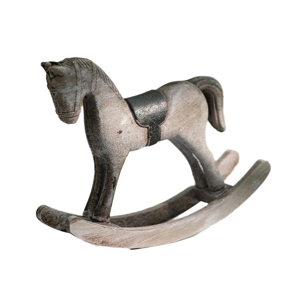 Nordic Retro Wooden Rocking Horse Ornament Desk Decor Balance Art Adornment Creative Hand Carved Animal Figurines For Kids Gift