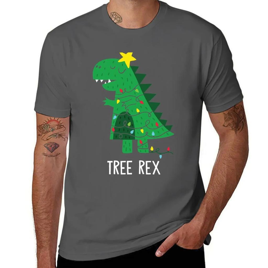 Tree Rex Funny Dinosaur Christmas Tree T Rex T-Shirt graphic shirts anime summer top sports fans cotton t shirt men