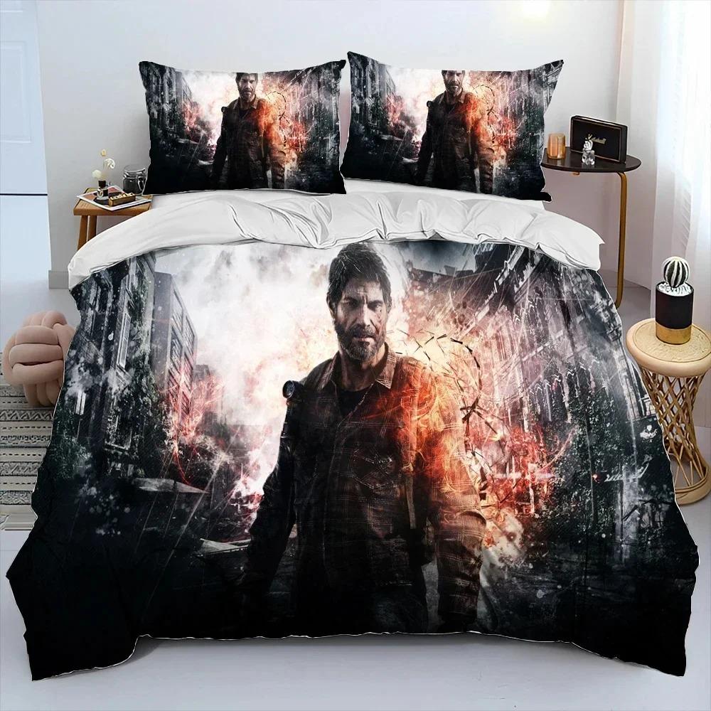 The Last of Us Horror TV Game Pedro Bed Ensemble Quilt Cover Bed Collection Quilt Cover Pillowcase Comforter king Queen Dimension Size Boys Adult