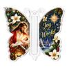 Christmas Keepsake for Money Cash Gift Ornament, 2D Acrylic Butterfly Holder Unique Family Ornament with Clear Compartment Trees, Windows, Doors