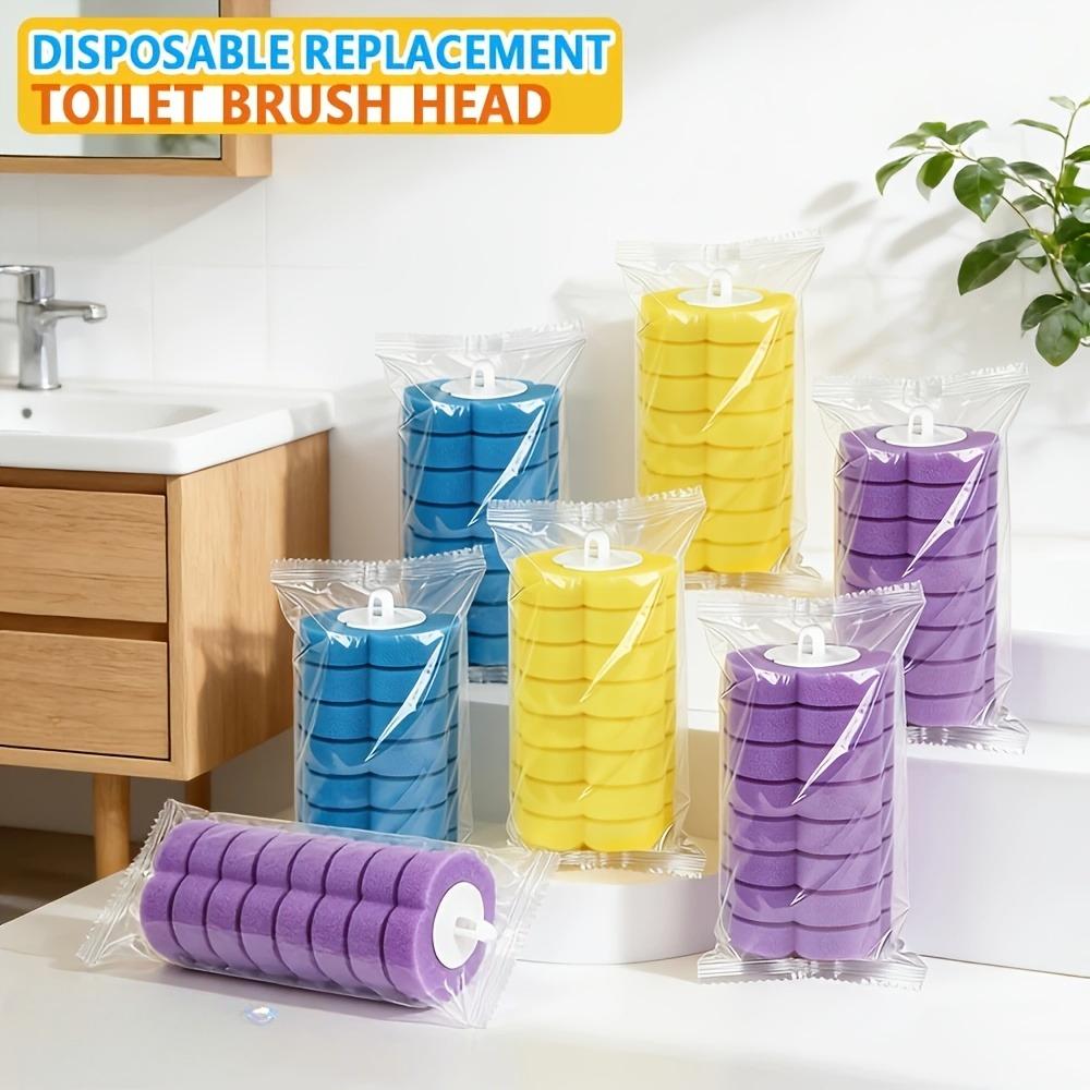 6pcs Toilet Cleaning Rod Replacement Set 3-color Transparent Packaging Bags Disposable Toilet Replacement Head Pads