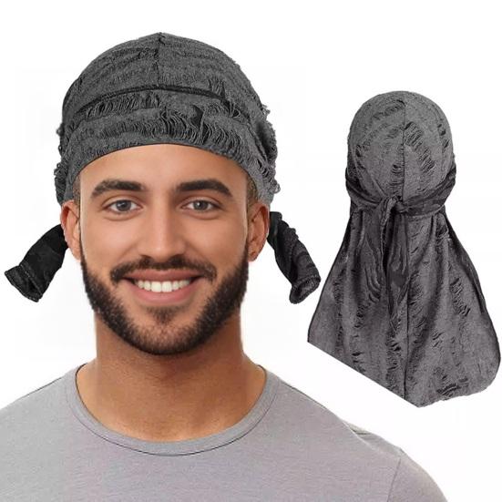 Cappello Pirata Traspirante, Fascia per la Testa Vintage con Strappi e Nastro Regolabile, Cappello Bandana in Tessuto Lavato Stile Streetwear per Uomini Donne