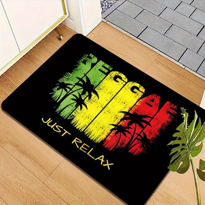 Lebendige tropische Reggae-Fußmatte für tropischen Eingangsbereich, Veranda-Eingang, Urlaubs-Foyer, Schmutzfangend, Rutschfest, Langlebig