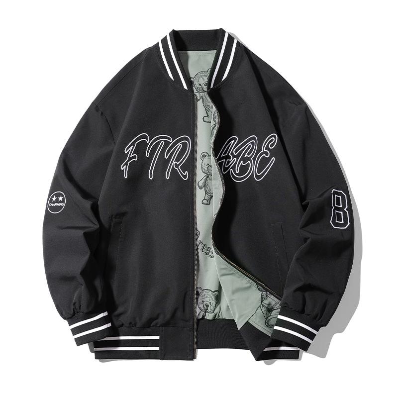 Dm Double Sided Coat Male Loose Double Sided Plus Fat Plus Size Bomber Jacket