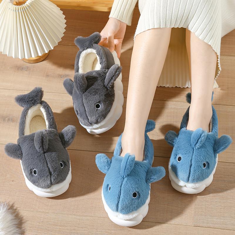Cotton slippers women spring and autumn home use indoor winter non-slip home couple warm plush winter men