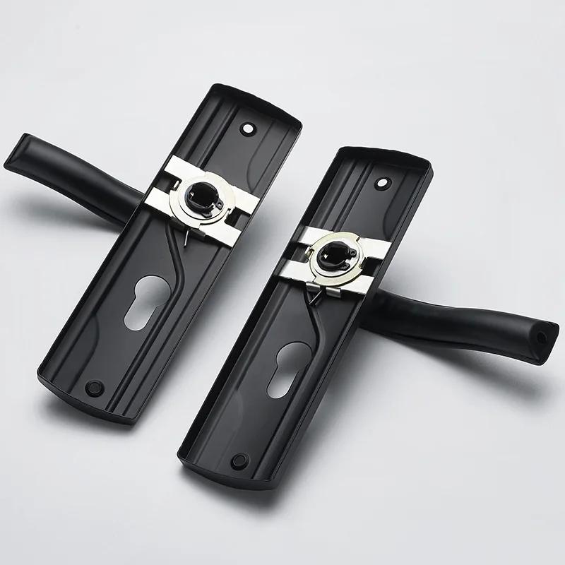 Door Handle Lock Manganese Steel Silent Bearing Universal Door Lever Lock Set with Keys for Home Bedroom Black