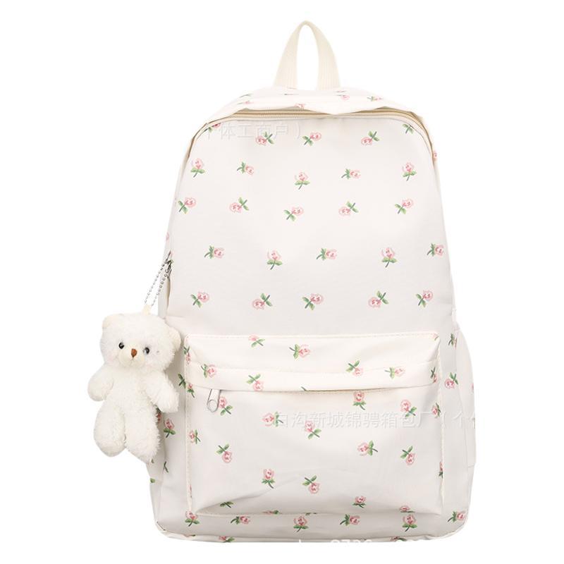 Schoolbag girl floral small fresh backpack primary school junior high school students sweet cute schoolbag campus style literary leisure backpack