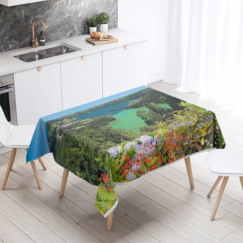 Natural World Landscape Tablecloth Camping  Waterproof Rectangular  Restaurant Table Home Decor