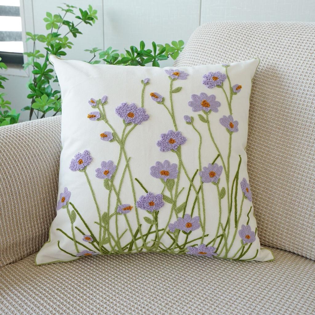 45X45Cm Flower Throw Pillow Cover Plant Embroidered Stamping Waist Cushion Cover Decor Home Decorative Pillowcase New