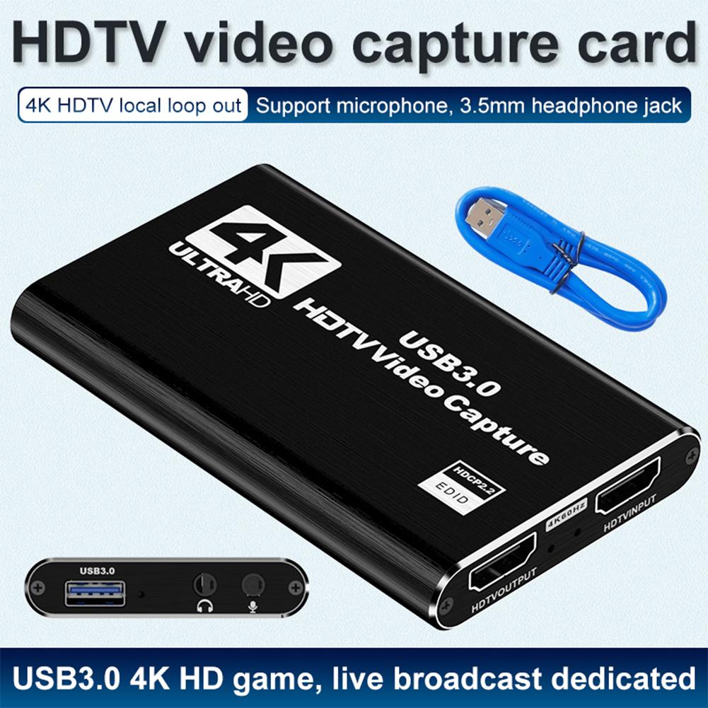 USB 3.0 4K HDMI-Compatible Capture Card Audio Video Capture Card Gaming Capture Card for Streaming Works for PS4/Camera/PC
