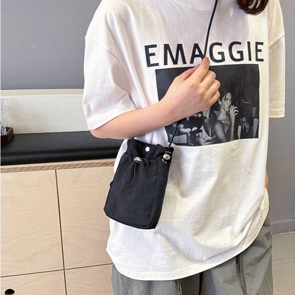 Purse Nylon Shoulder Bag Crossbody Bag Mobile Phone Bag Drawstring Canvas Bag  Office Worker
