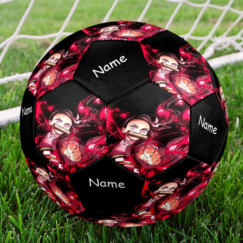 Custom Name Demon Slayer Theme Size 5 Soccer Ball, Suitable for Both Indoor and Outdoor Matches, a Gift Suitable for Everyone.