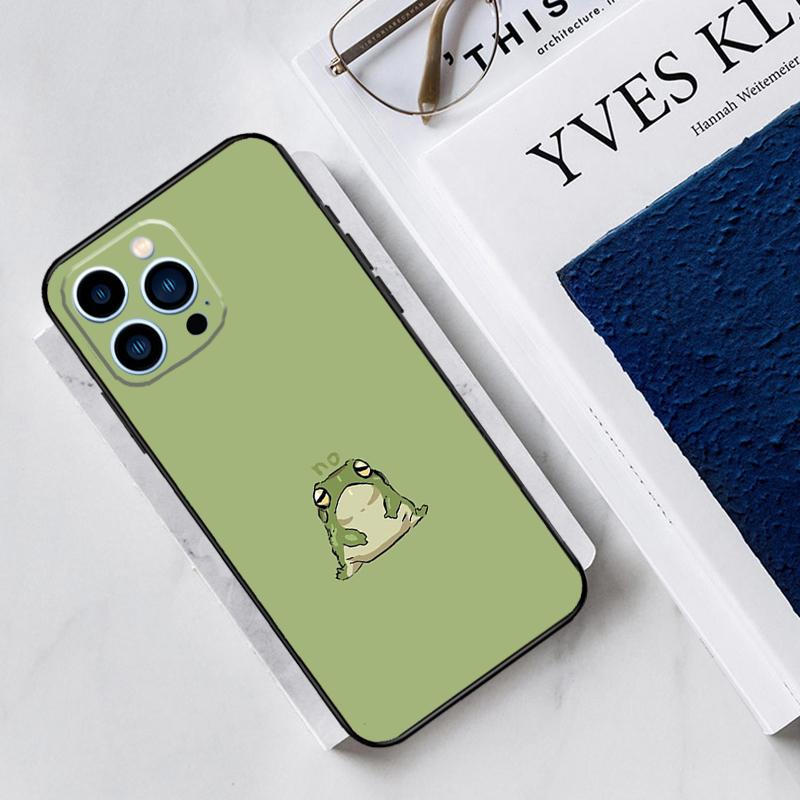 Cute Green Frog Case For iPhone 17 Air 15 14 13 12 11 16 Pro Max Mini 16 15 Plus 16e Funda Silicone Cover
