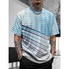 Outdoor Fitness Sports Men's Short Sleeved T-shirt Casual Top Summer Striped Style