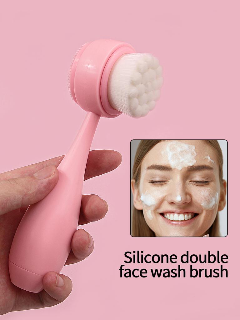 1PC Silicone Manual Face Cleansing Brush, Handheld Facial Brush for Daily Cleansing & Makeup Removal