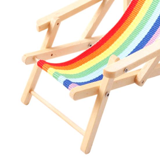 Mini-Strandstuhl, Puppenhaus-Dekoration, realistischer faltbarer Regenbogen-Liegestuhl, Miniatur, simulierter Strandstuhl für 1:12 oder 1:6 Puppenhäuser