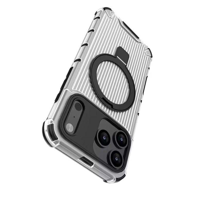 Hybrid Armor For Magsafe Case for iPhone 17 Air 16 15 14 Plus 13 12 11 Pro Max Magnetic Metal Bracket Translucent Matte Cover