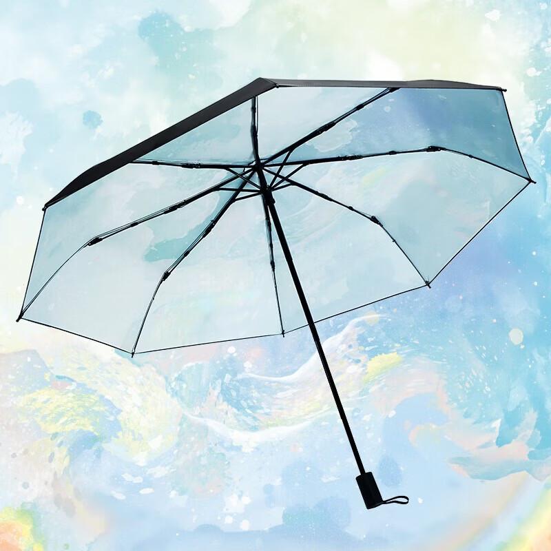 Red Leaf Inverted Nebula Three-Fold UV Umbrella