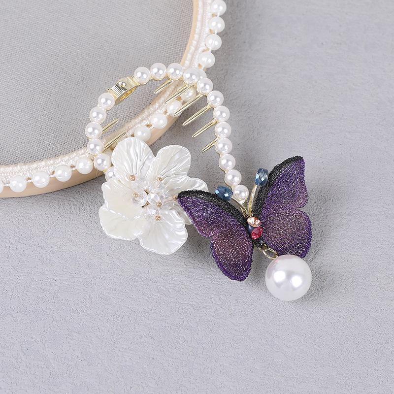 Korean Rhinestone Bow Hair Claws Ponytail Buckle Retro Bun Hair Clip Hairpin Women Barrettes Ponytail Holder Hair Accessories