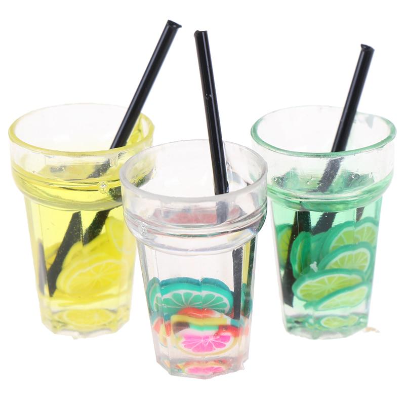 1/12 Dollhouse Miniature Food Mini Resin Fruit Bottle Simulation Drinks Model Toy Fruit Drink Play