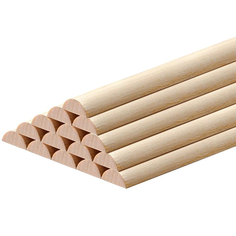 Tondiamo 50 Pcs Wooden Dowel Rods, 18-inch x 1/2-inch Split Wood Dowel Unfinished Half Round Wooden Rods for Crafts DIY Feature Wall Log Cabin, Hobby 15