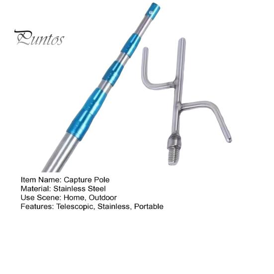 Stainless Steel Telescopic Capture Pole with Pickup Hook Curtain Puller Clothes Dryer Fishing Net Puller Portable Truck Cargo Grabber for Home