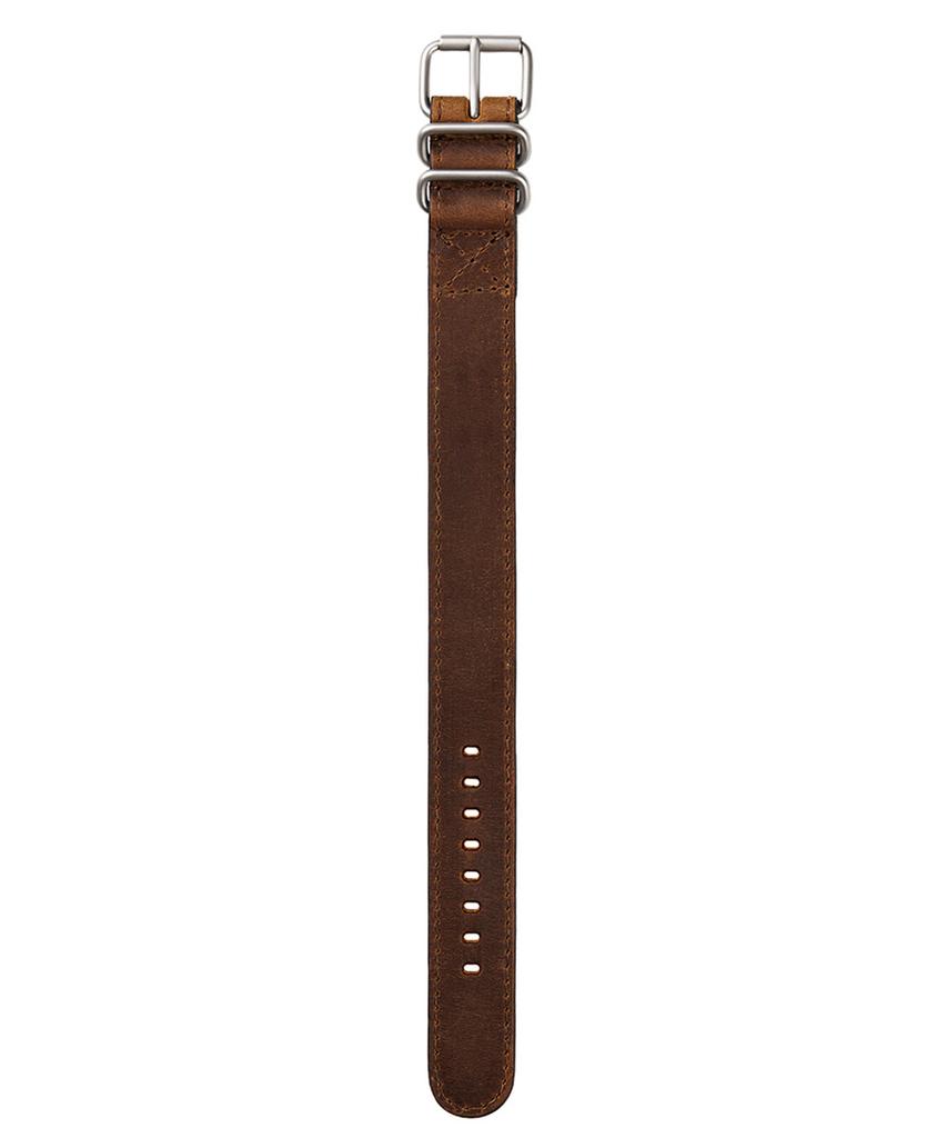 Beleutuchi Duration Leather Nato Strap 22Mm Olive Brown (Double Loop)