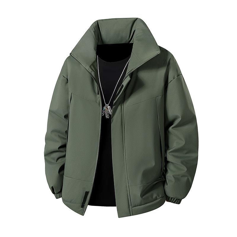 2025 New Stand-up Collar Cotton-padded Clothes for Men's Winter Three-proof Trend Warm Boys Solid Color Thickened Cotton Jacket Jacket for Men