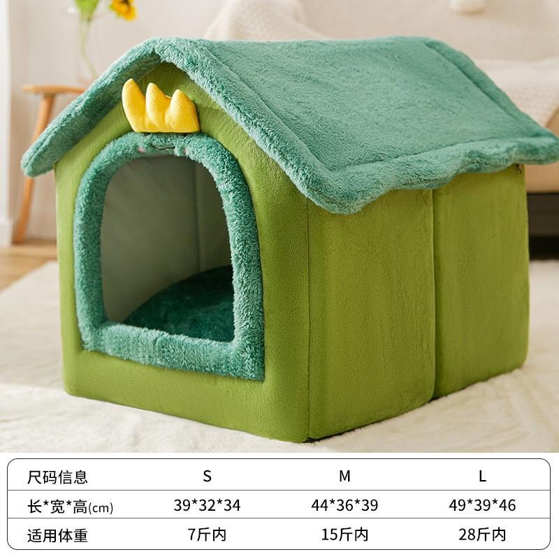 Autumn and Winter Dog Warm Closed House Kennel Medium and Small Dog Kennel Teddy Cat Litter Removable Pet Litter