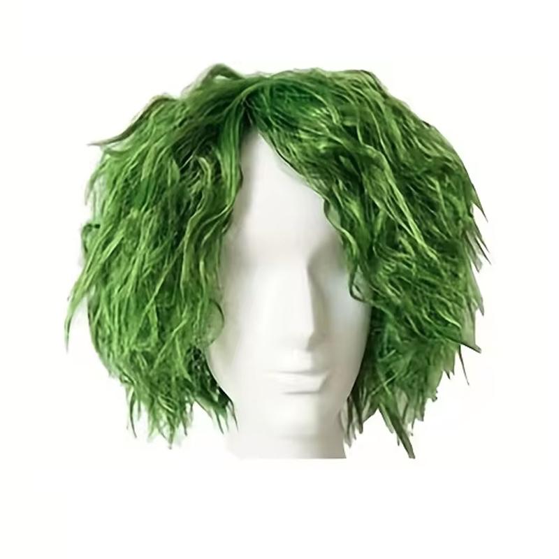 HAIRJOY Synthetic Hair Green Cosplay Wig  Fluffy Short  Curly Anime Hollowen Wigs for Women Men