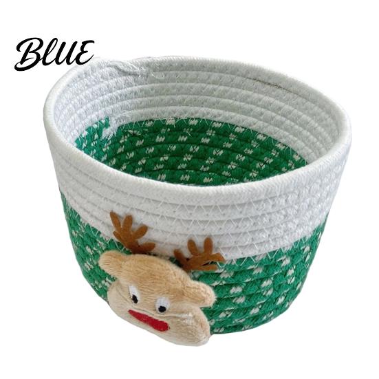 Cute Table Organizers Desktop Decorative Basket Christmas Woven Storage Cotton Rope Theme Organizer Handmade Fabric