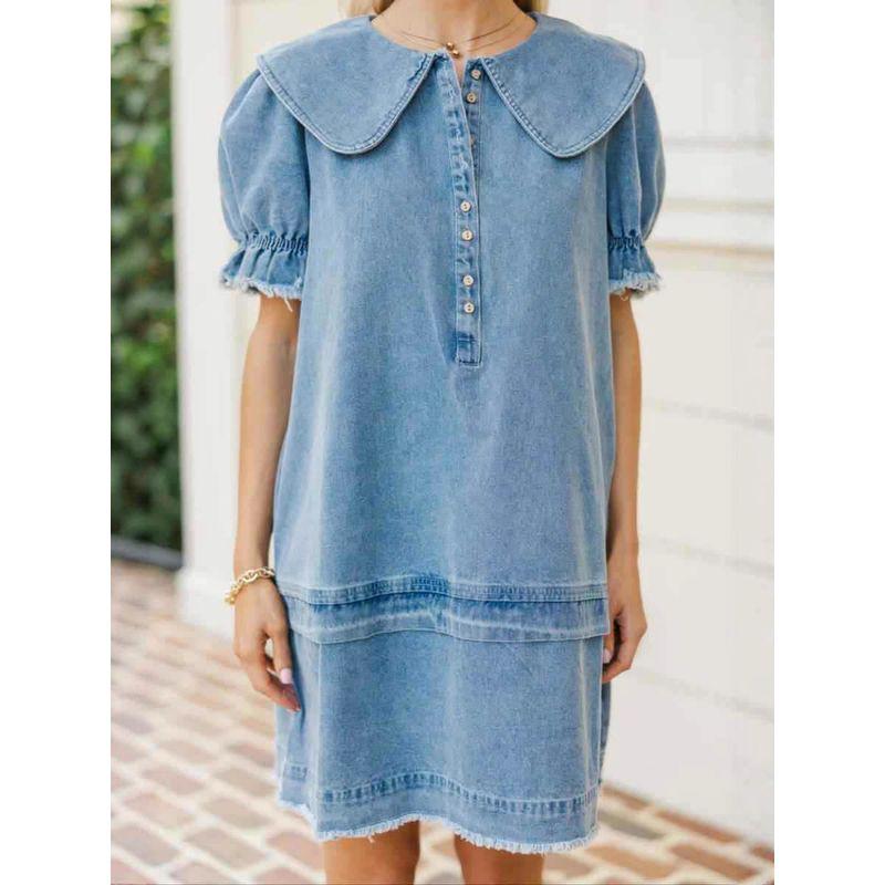 European and American New Fashion Casual Loose Short Sleeve Demin Dress Cowboy Short Sleeve Dress