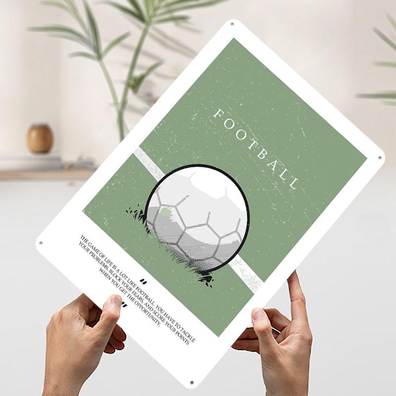 Football Minimalist Art Metal Poster Customized Wall Art Retro Vintage Tinplate Signs for Man Cave Mancave Decoration Room Decor