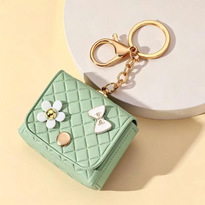 Mini PU Earphone Bag Keychain Durable Water-resistant Portable Pouch for Lipstick  Daily Use Bag Pendant