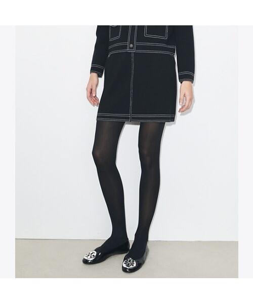 Tolibeochi Topstitch Wool Skirt - Black