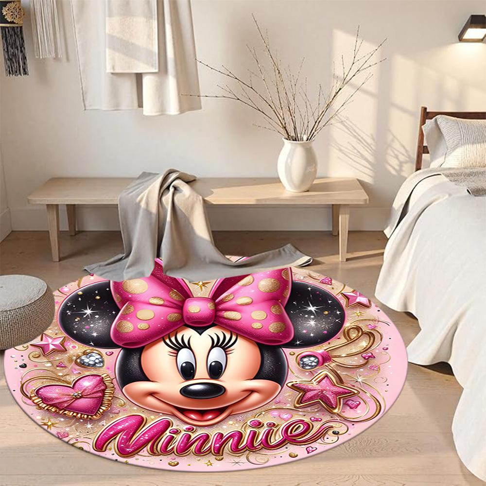 Minnie Mouse Round Floor Rug Design for Dormitory Living Rooms Foyer Balcony Anti-slip Round Rug Office home decor Perfect Gift for Friends Family