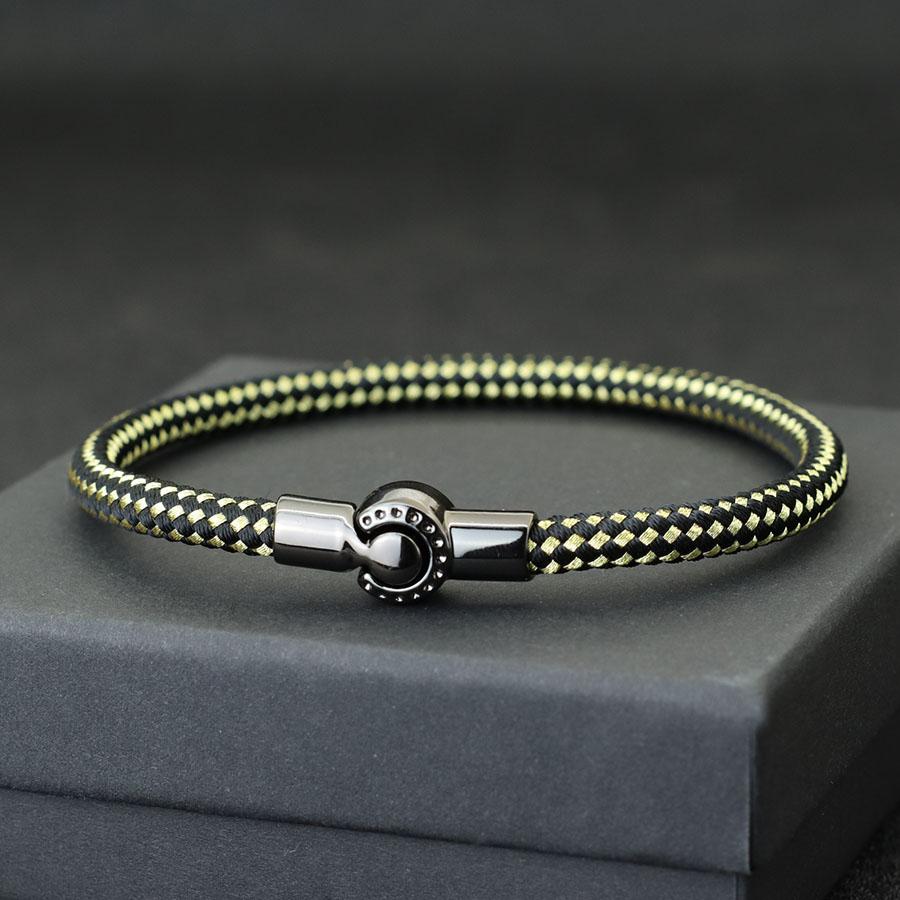 

Outdoor Sports Cycling Mens Rope Bracelet Black Magnet Buckle Wrap Bangle Pulseira Corda Masculina Pulceras Hombres Elegante M 19.5cm 7.7Inch чёрный
