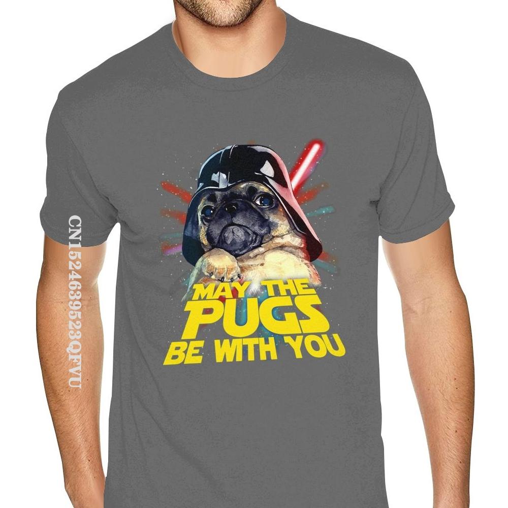 May The Pugs Be With You Tees Shirt Guys Oversized T-Shirt Men's Gothic Anime Tshirt Fashionable Brand Top Vintage Tee Shirt